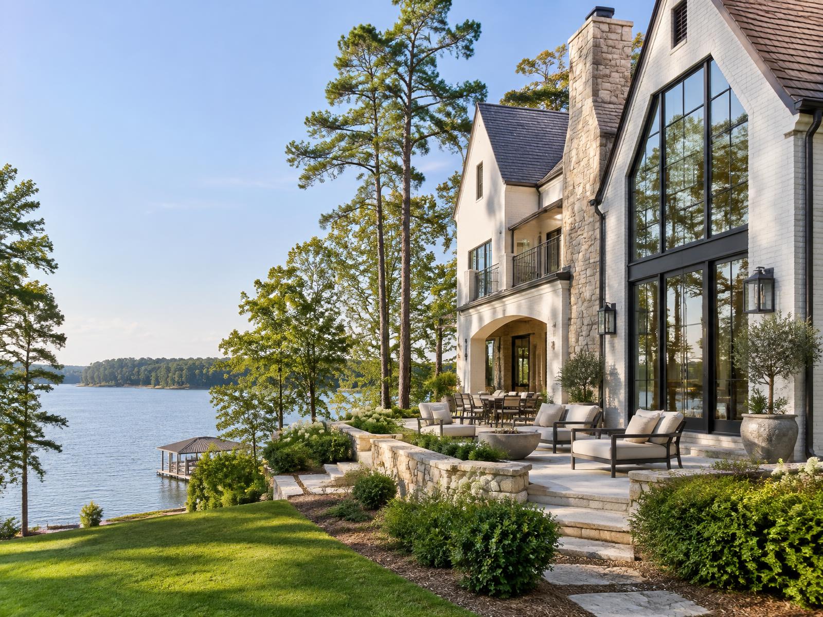 Lake Sinclair home with tall, freshly cleaned windows